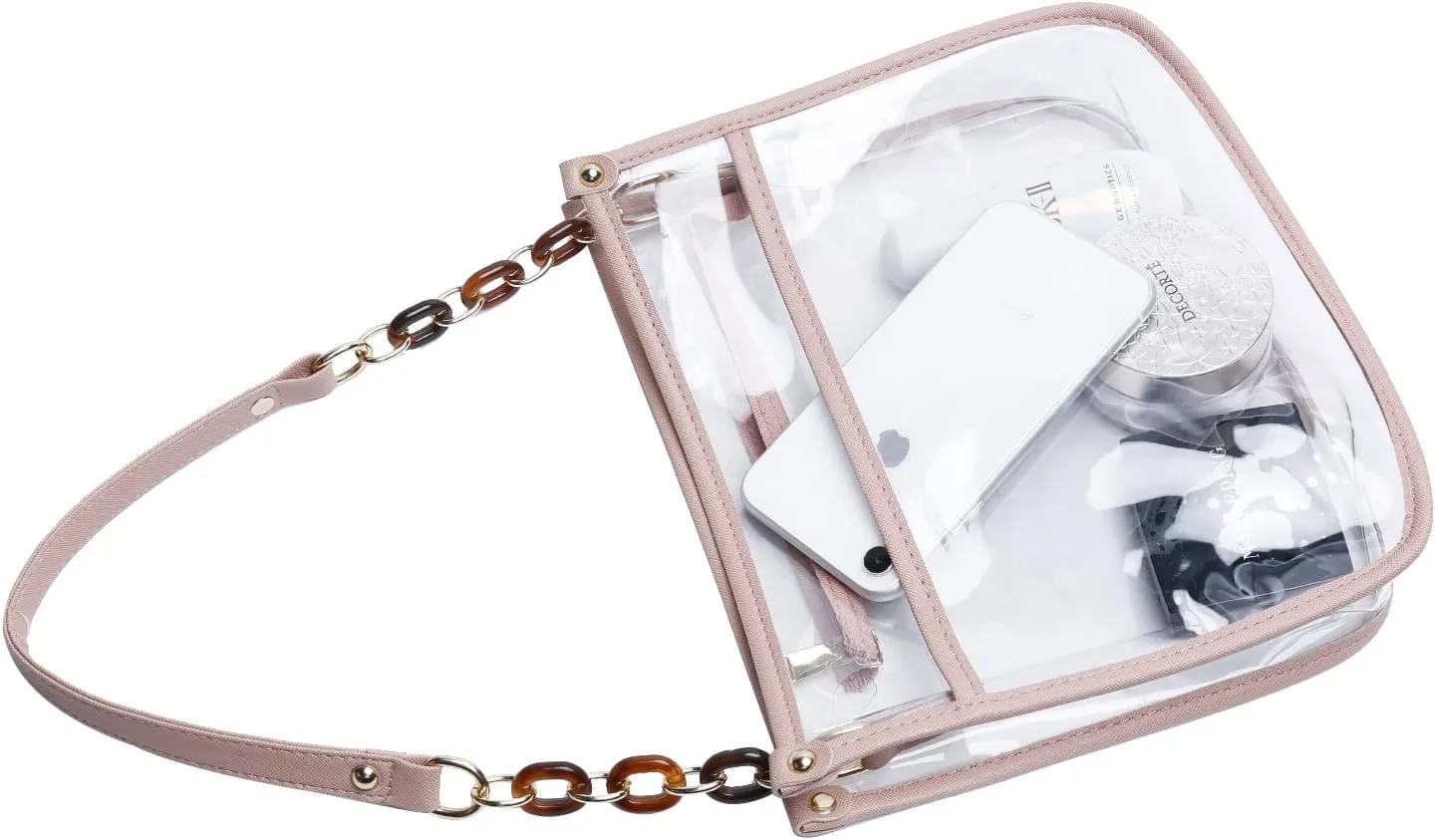KKXIU Fashion Clear Crossbody Purse for Women and Teen Girls Stadium Approved PU Leather Concert Bag with Adjustable Strap