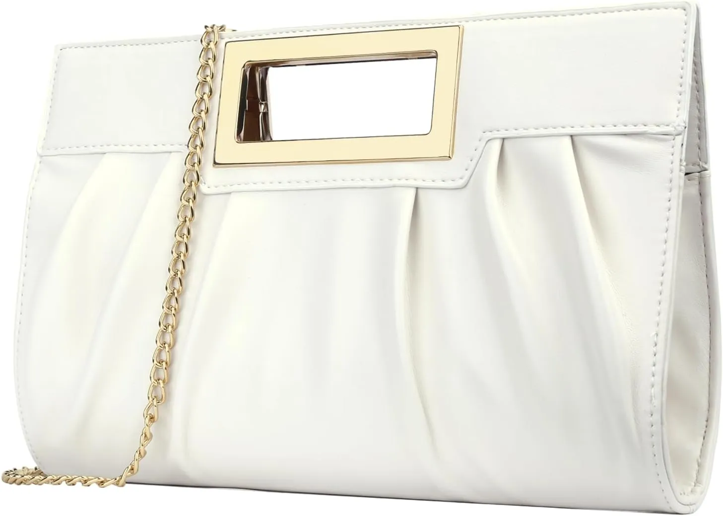 KKXIU Women Clutch Purse Elegant Pleated Evening Bag for Wedding Prom Bridal with Chain Strap