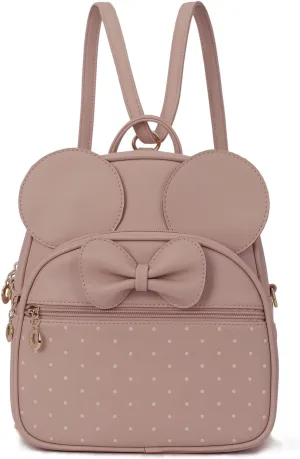 KL928 Girls Mini Backpack Bowknot Polka Dot Cute Daypacks Convertible Shoulder Bag Purse for Women (260 Pink)