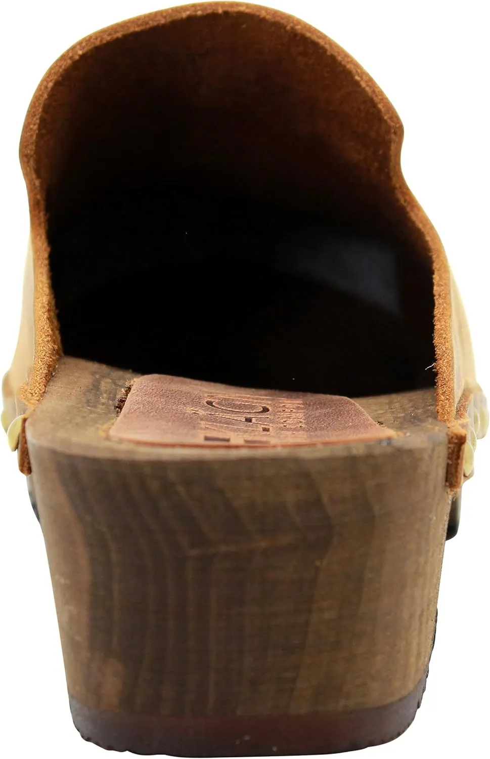 KLÄGN Elin Wood Open Back Full Grain Leather Clogs