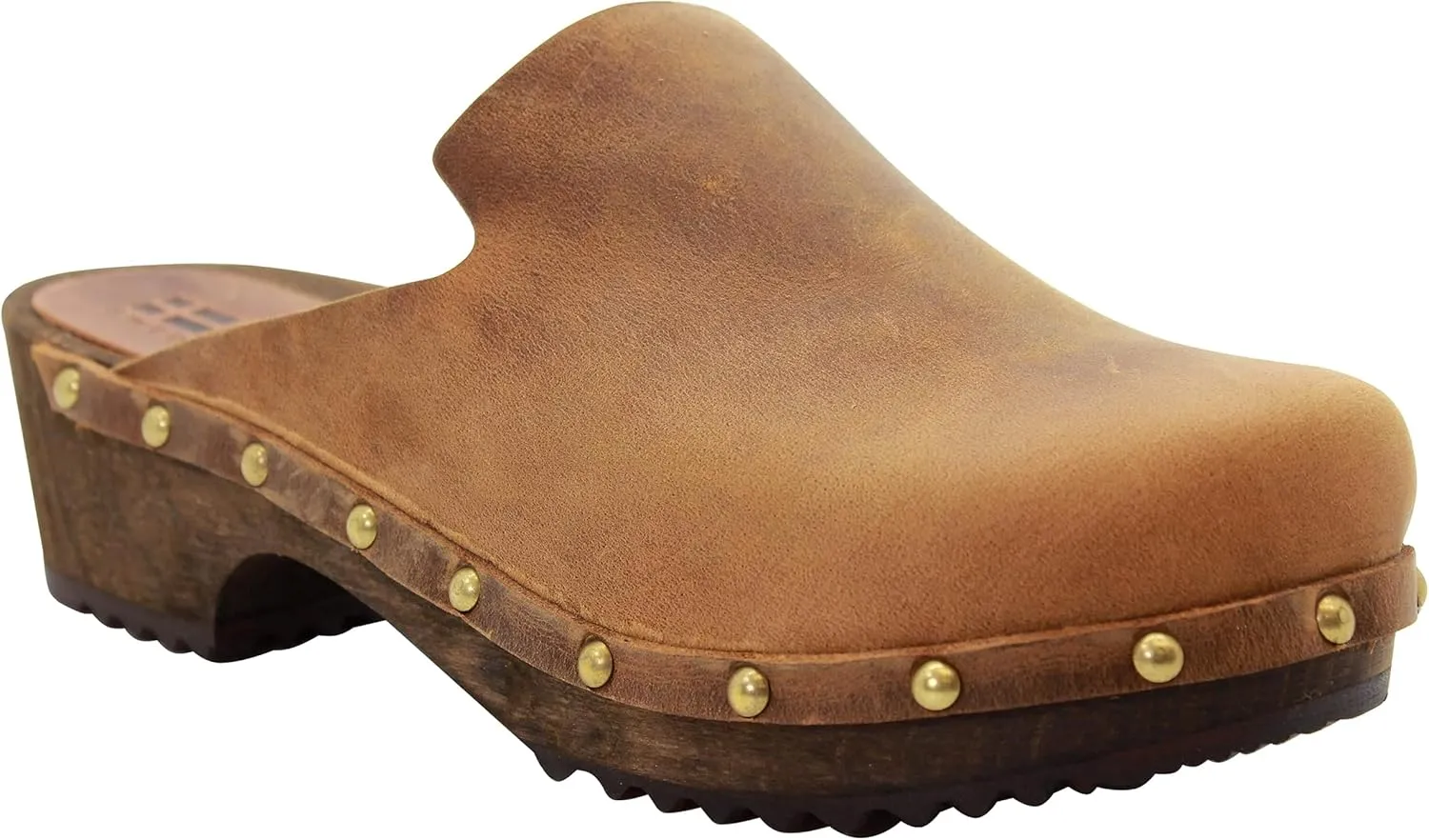 KLÄGN Elin Wood Open Back Full Grain Leather Clogs