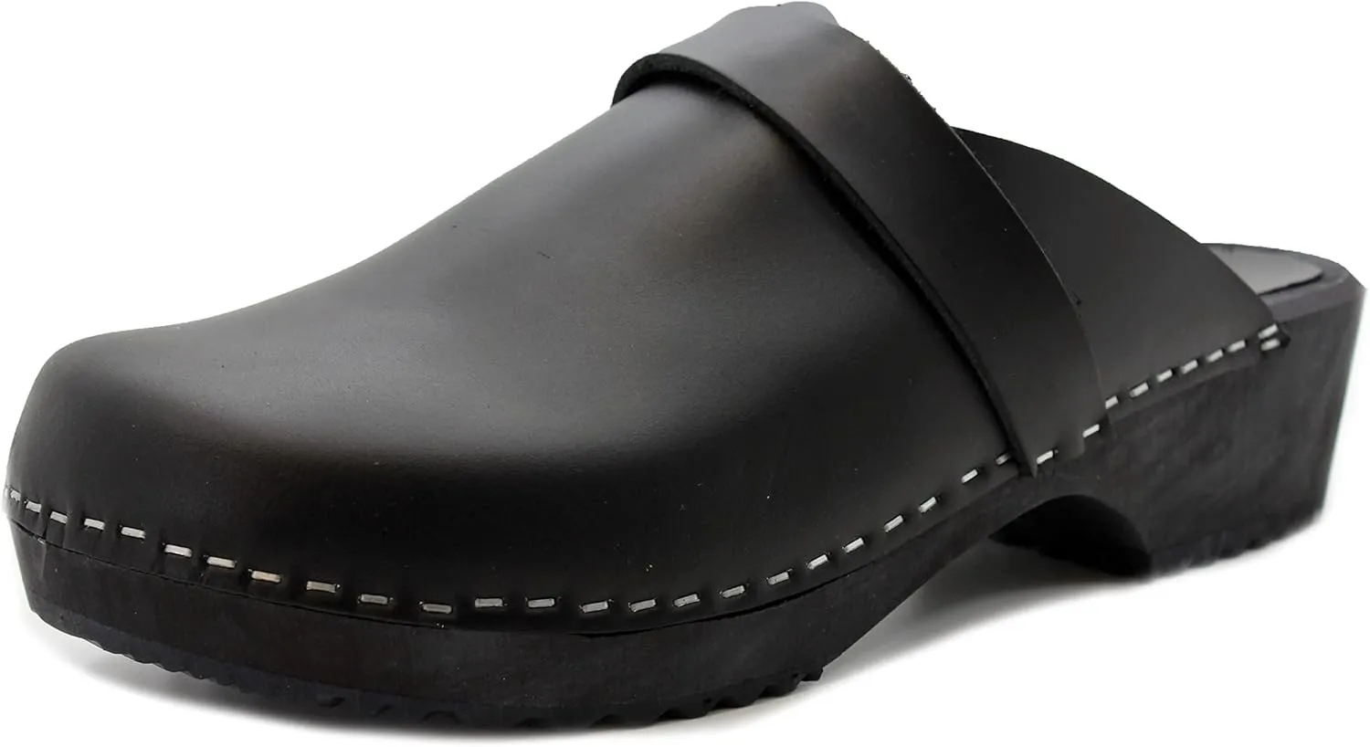 KLÄGN Men's Axel Leather Open Back Wooden Clogs