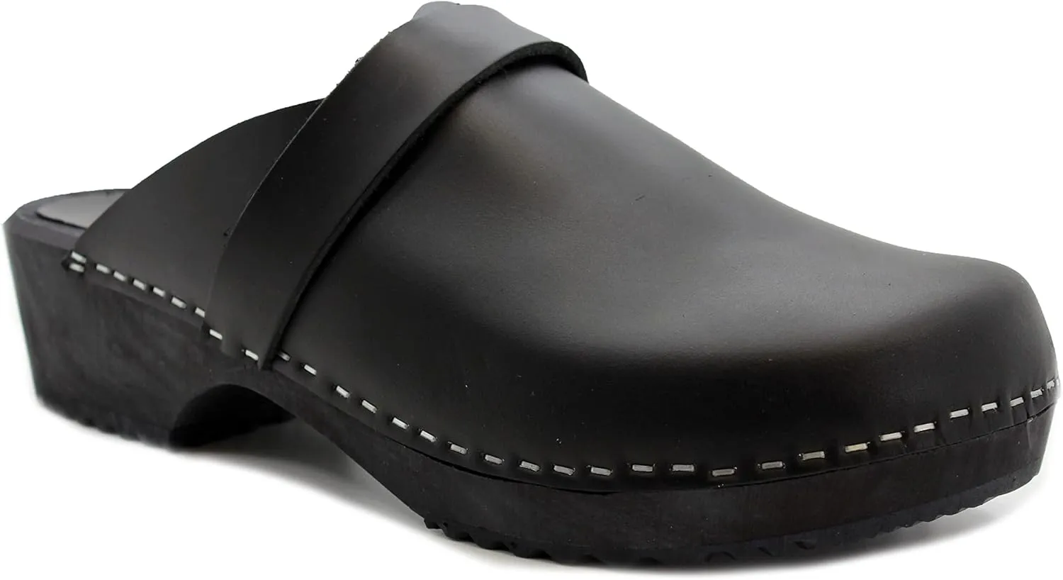 KLÄGN Men's Axel Leather Open Back Wooden Clogs