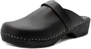 KLÄGN Men's Axel Leather Open Back Wooden Clogs