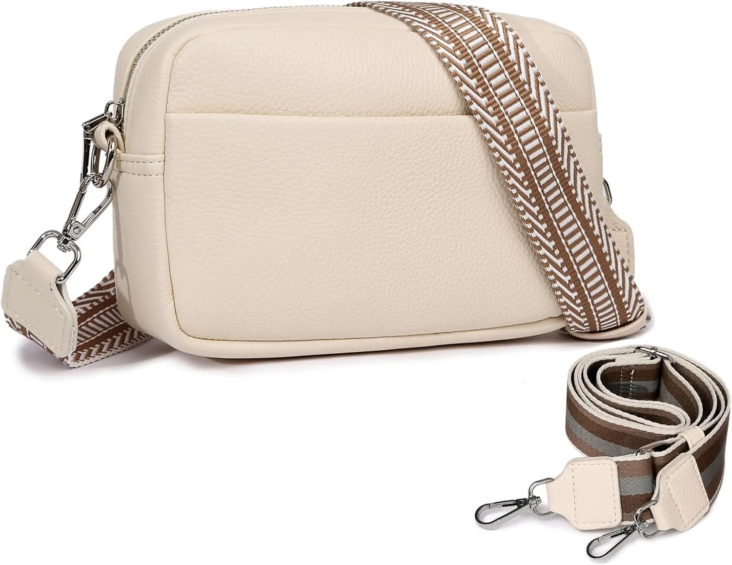 Kseymeir Small Shoulder Crossbody Bag for Women Vegan Leather Handbag Purse Triple Zip Wallet Purse Trendy Bag