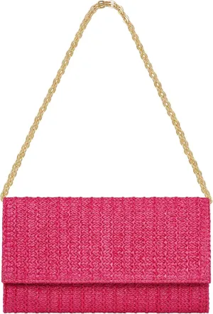 Kseymeir Straw Clutch Purse Shoulder Crossbody Bag Envelope Purse Raffia Handbag for Summer Beach Travel Trendy