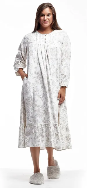LA CERA Women's Flannel Pleated Nightgown