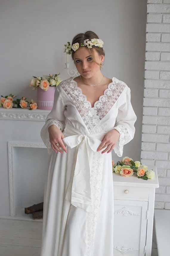 Lace Trimmed Bridal Robe from my Paris Inspirations Collection - V-Back in White