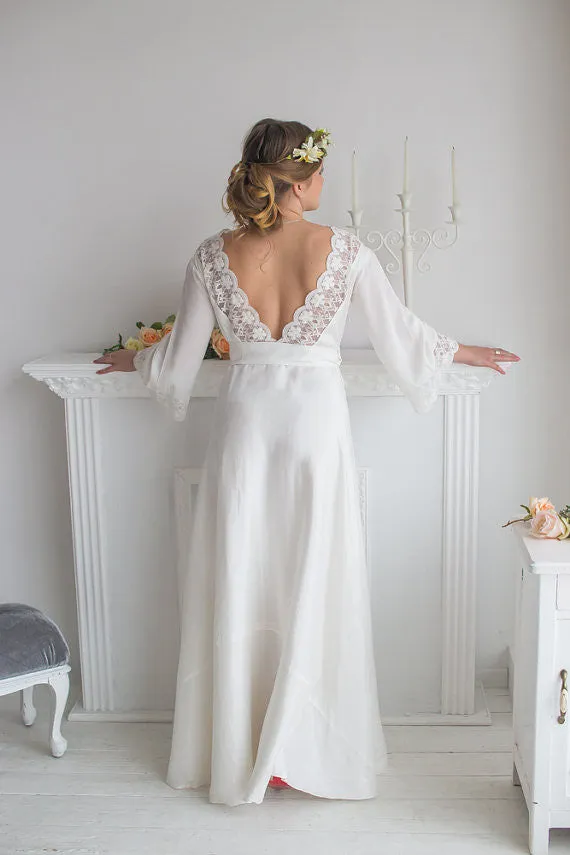 Lace Trimmed Bridal Robe from my Paris Inspirations Collection - V-Back in White