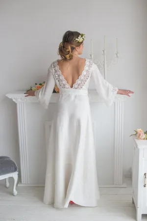 Lace Trimmed Bridal Robe from my Paris Inspirations Collection - V-Back in White