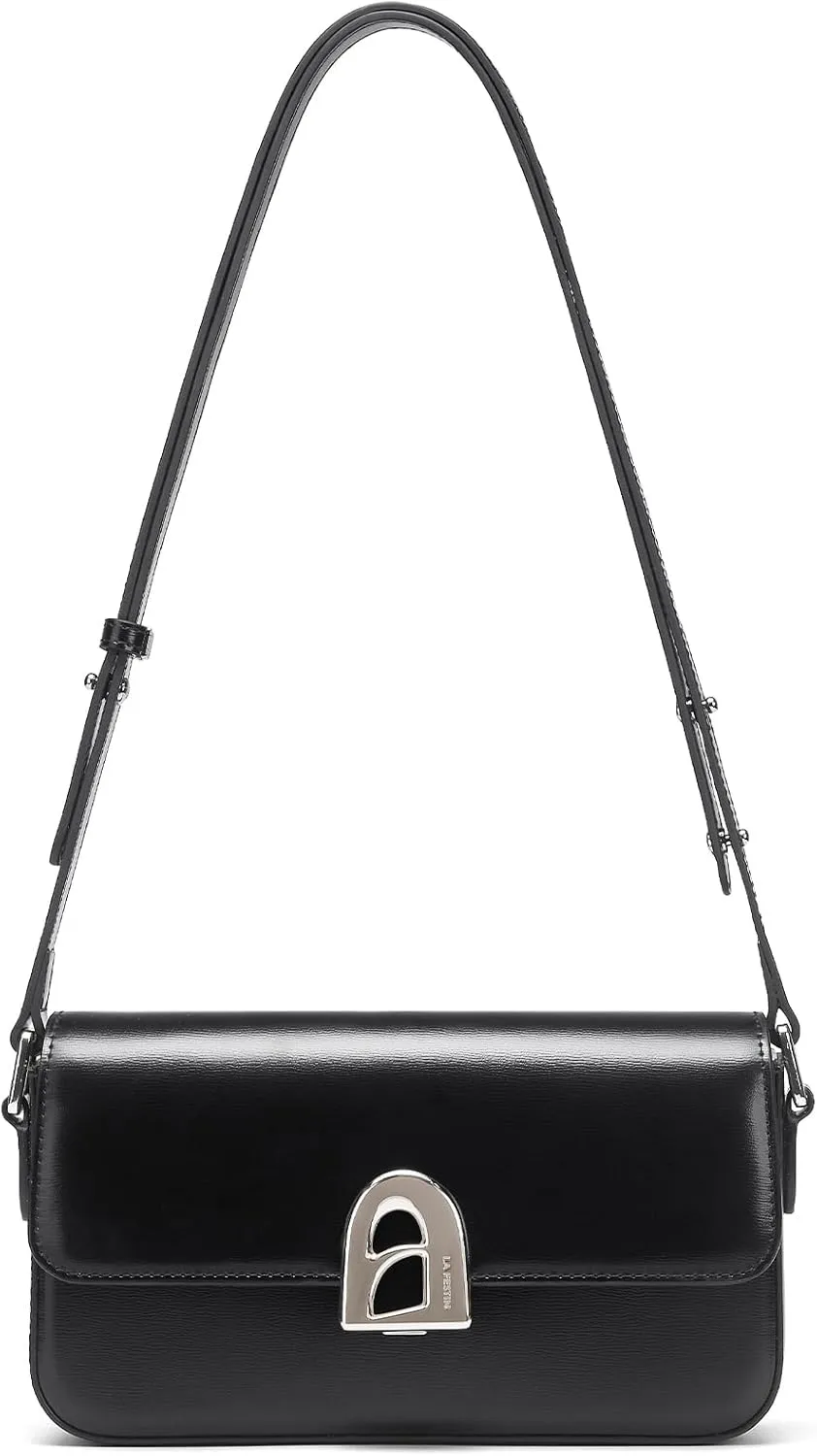 LA'FESTIN Small Purse Leather Handbags For Women: Black Shoulder Bags Crossbody Bag