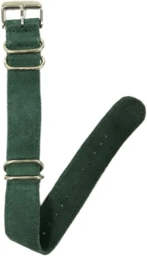 LAnGSHAW Suede Leather Watch Strap 20mm Leather Strap Watchband Five Siver Buckle Replacement Wrist Watchbands (Band Color : Green, Band Width : 20mm)