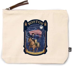 Lantern Press Boston, Massachusetts, Old North Church and Paul Revere, 100% Cotton Zipper Pouch, Travel Accessory, Go Bag