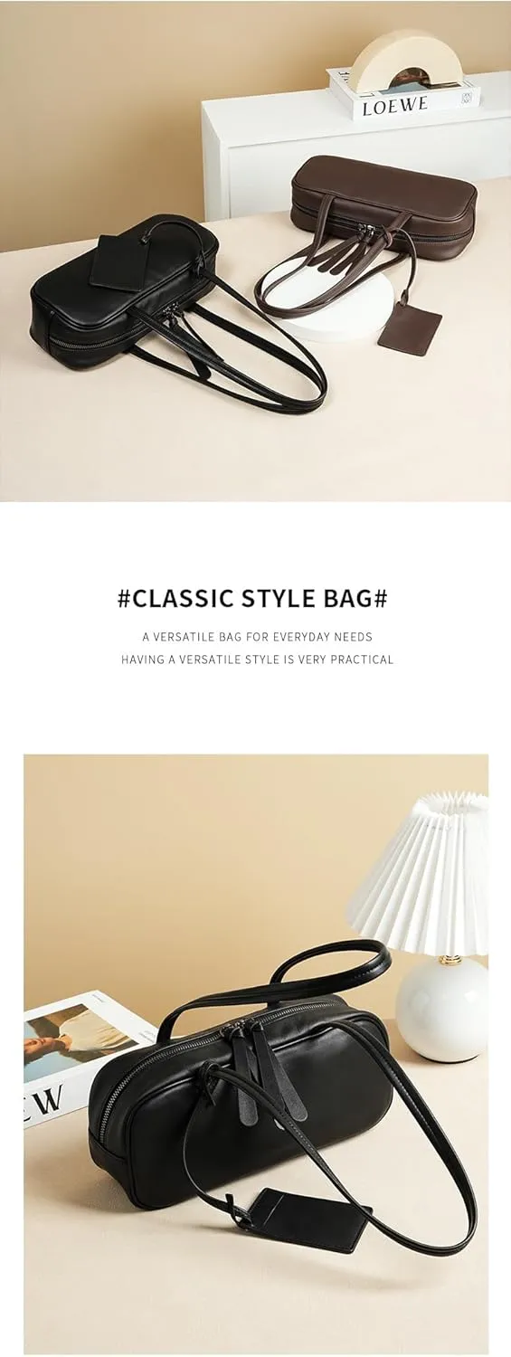 Large-Capacity, Designer Craftsmanship, With card bag Shoulder Bag Top-Grade Cowhide Leather Boston Bowling Bag