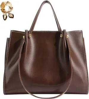 Large Capacity Faux Leather Satchel Handbag,Slouchy Work Tote Bag for Women,Fall Winter Purse Shoulder Bag with Zipper