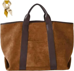 Large Capacity Suede Tote Bag,Vintage Top Handle Fashion Handbags,Women Soft Commuting Faux Leather Casual Handle Bag