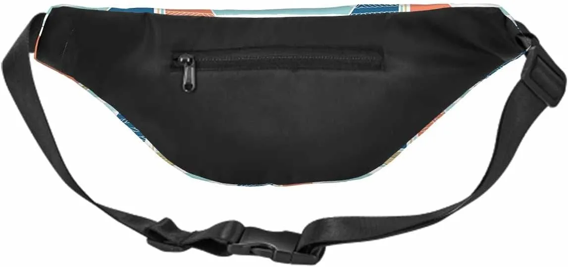Large Crossbody Bag Waistpack Cute Driftwood Sailboat Blue Ocean Sea Cartoon Line Leisure Sports Fanny Pack Zipper Bag for Running, Travel