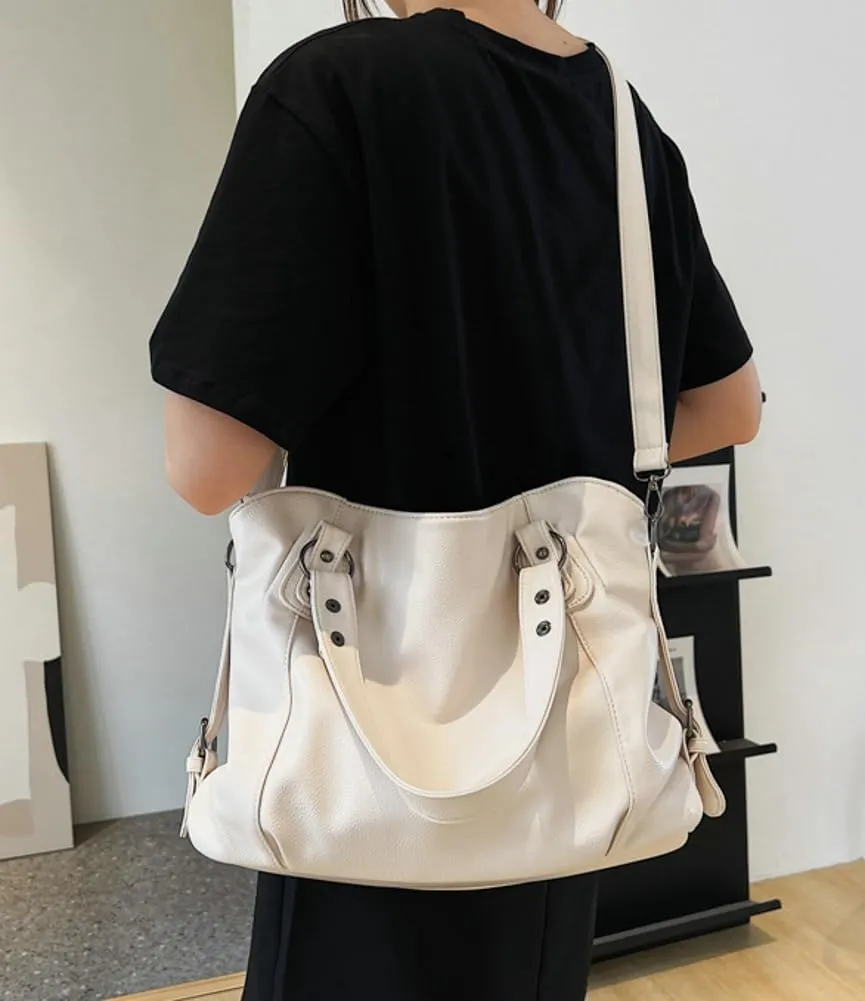 Large Leather Tote Bags for Women Casual Shoulder Bag Crossbody Bag Satchel on Trend Purses for Work Travel 2024