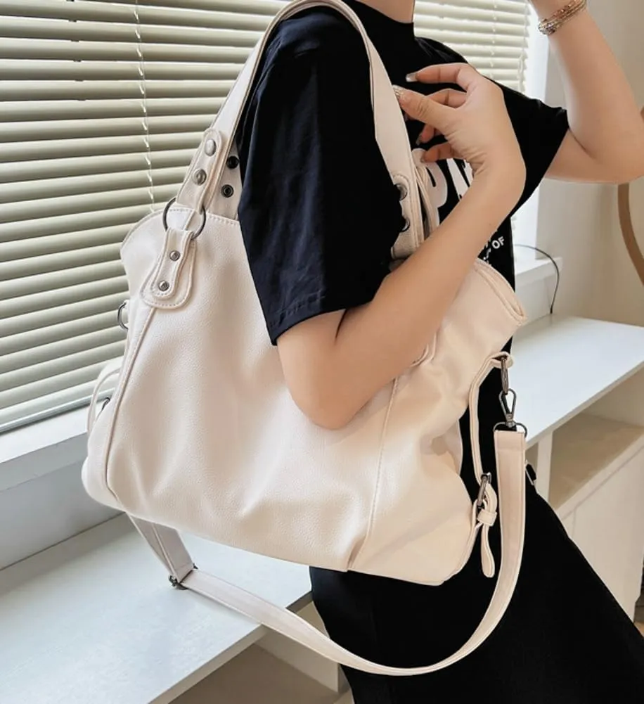 Large Leather Tote Bags for Women Casual Shoulder Bag Crossbody Bag Satchel on Trend Purses for Work Travel 2024