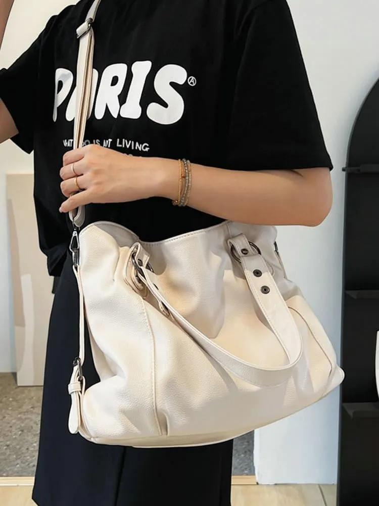 Large Leather Tote Bags for Women Casual Shoulder Bag Crossbody Bag Satchel on Trend Purses for Work Travel 2024