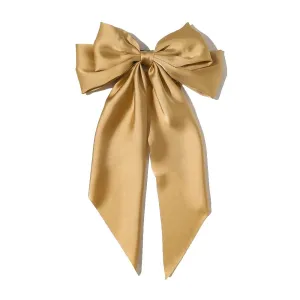 Large Ribbon Bow Hair Clip for Women Silky Satin Bowknot Handmade Girls Hairpins Barrettes (Champagne)