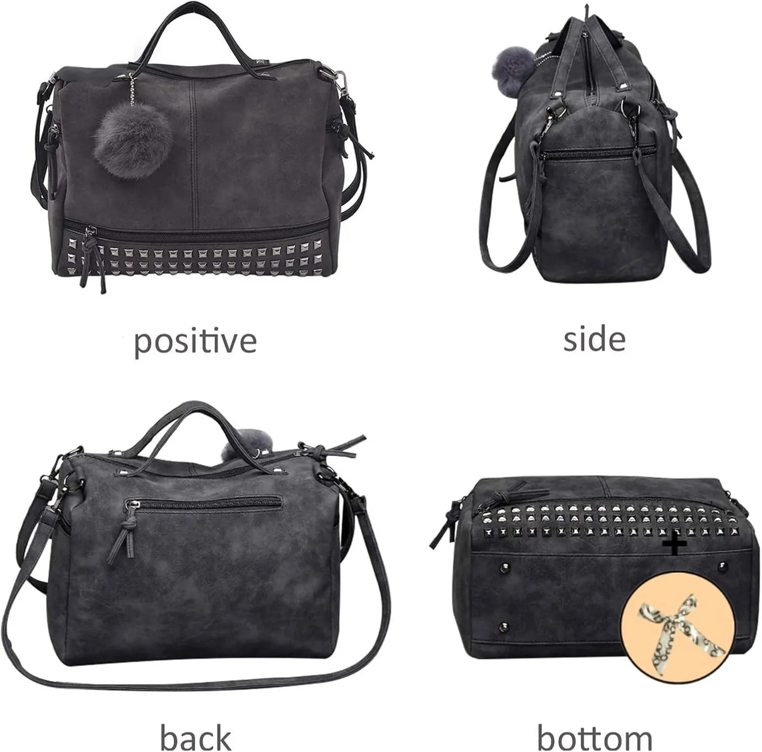 Large Shoulder Bags For Womens Studded Handbags Casual Shoulder Bags(Green)