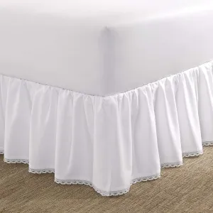 Laura Ashley Home - Queen Bedskirt, Luxury Bedroom Decor, Wrinkle & Fade Resistant (Crochet Ruffle White, Queen)