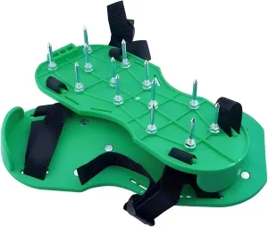 Lawn Aerator Shoe Upgrades Garden Spike Shoes Heavy Strap Grass Aeration Shoes for Yard Soil Aerating Spike Tool (Green)