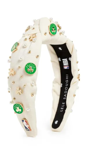 Lele Sadoughi Women's Lele x Boston Celtics Embellished Headband, Ivory 100, White, 1 Count