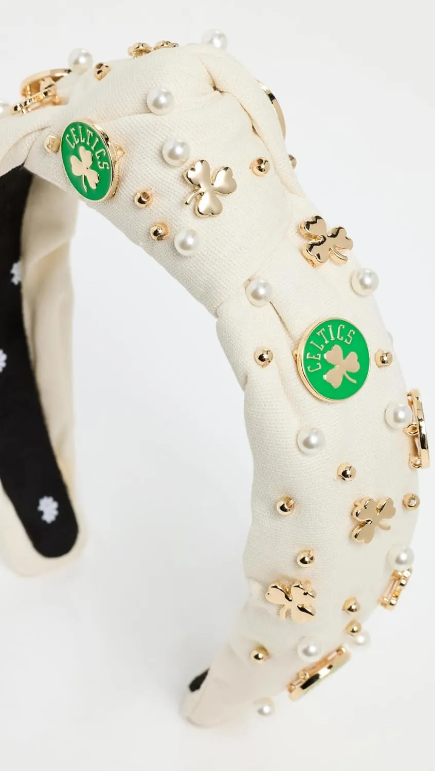 Lele Sadoughi Women's Lele x Boston Celtics Embellished Headband, Ivory 100, White, 1 Count