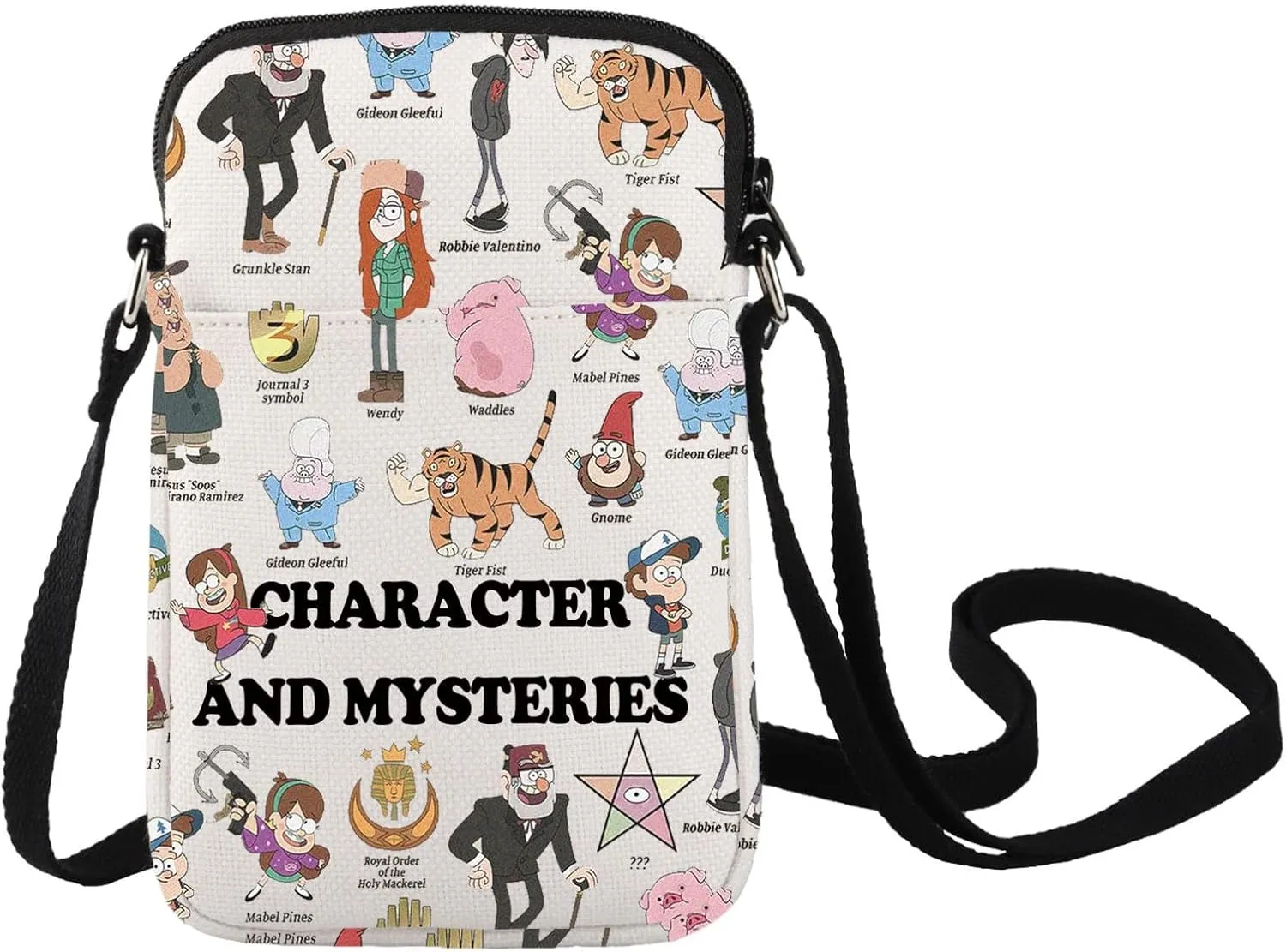 LEVLO Mabel & Dipper Crossbody Bag Waddles Pig Fans Gift Gravity Character & Mysteries Shoulder Bag Grunkle Stan Merch