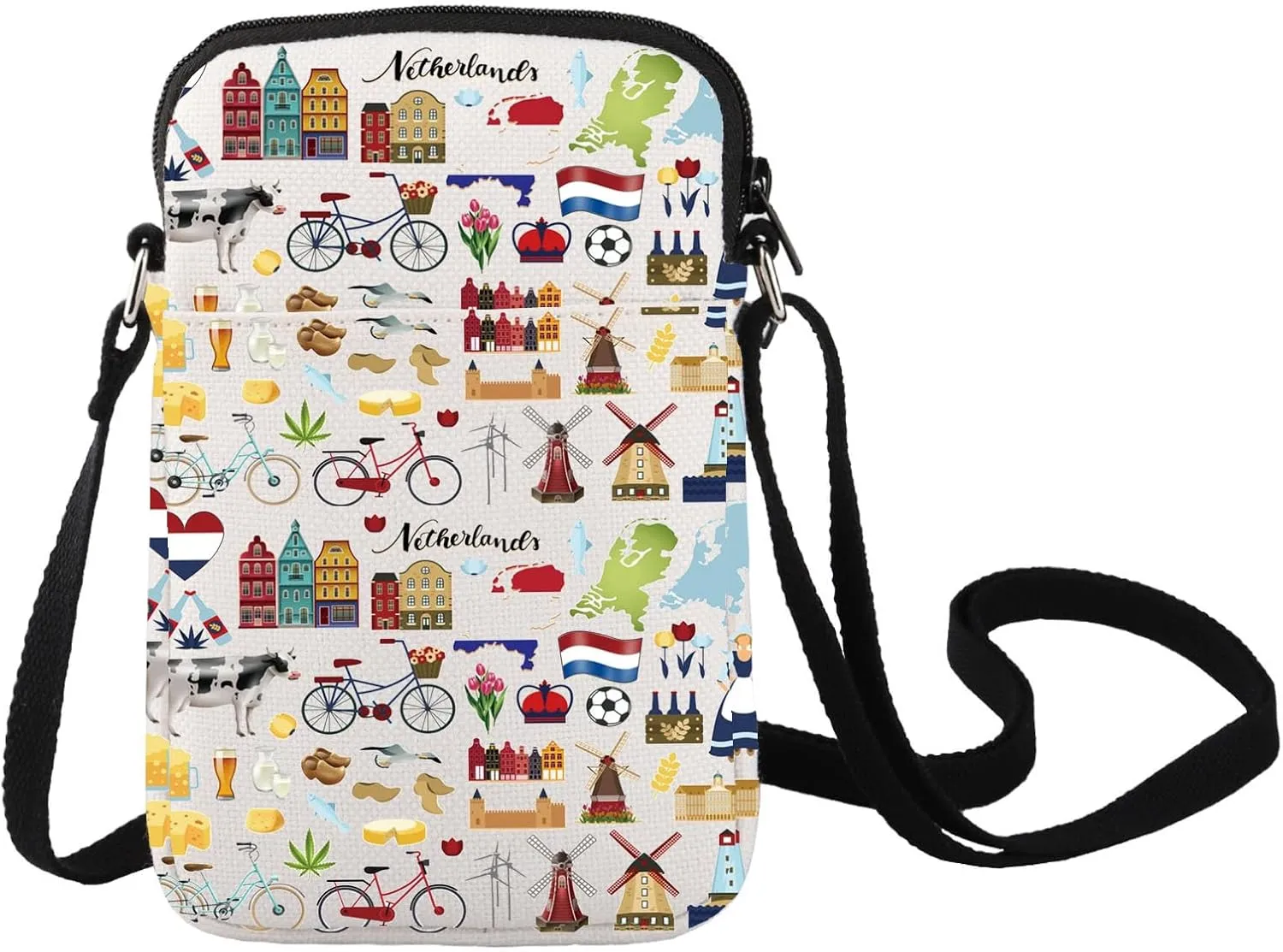 LEVLO Netherlands Crossbody Bag Holland Travel Souvenir Gift Netherlands Vacation Shoulder Bag Netherlands Trip Merch