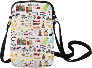 LEVLO Netherlands Crossbody Bag Holland Travel Souvenir Gift Netherlands Vacation Shoulder Bag Netherlands Trip Merch