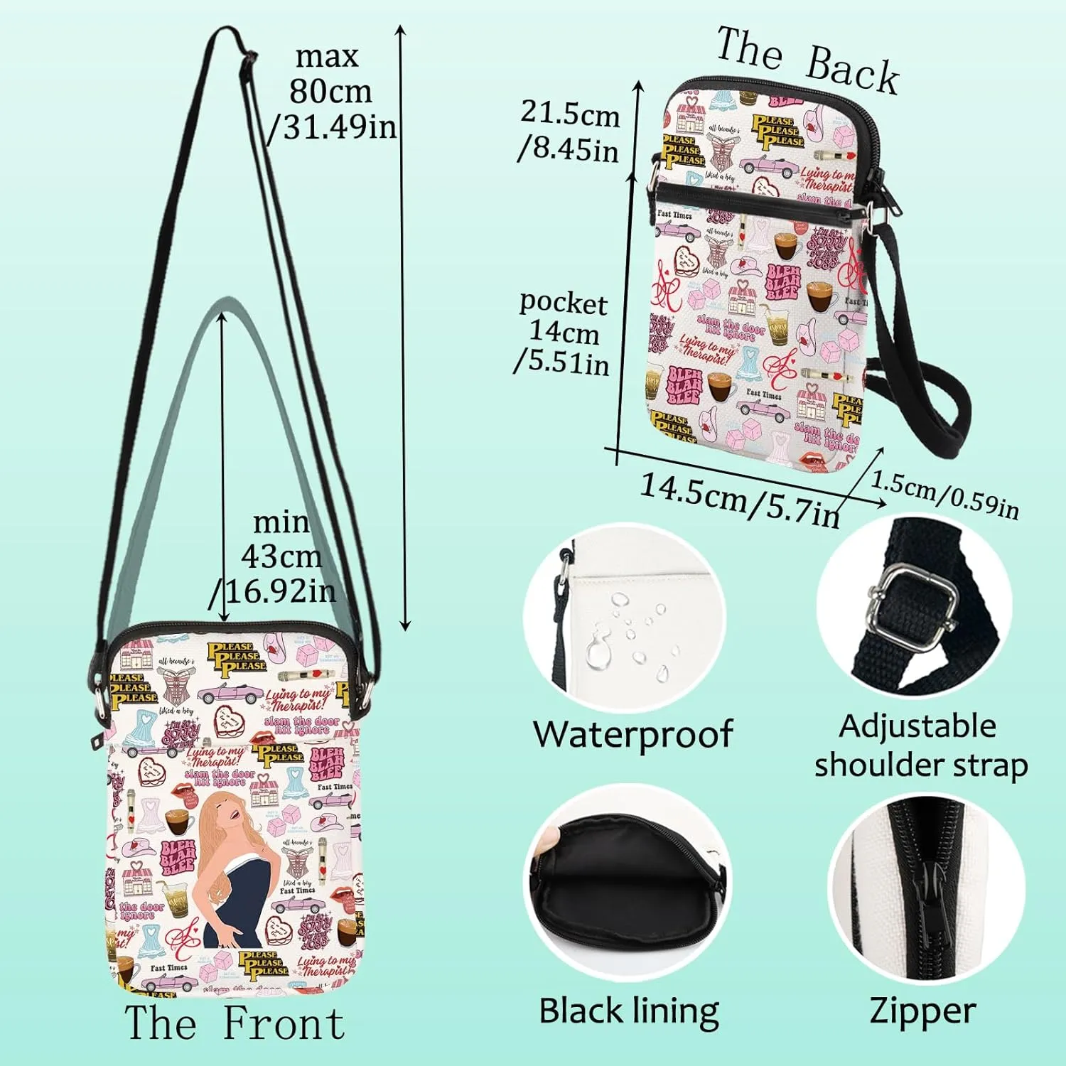 LEVLO Singer Crossbody Bag Music Album Lover Gift Singer Concert Shoulder Bag Music Lover Tour Merchandise