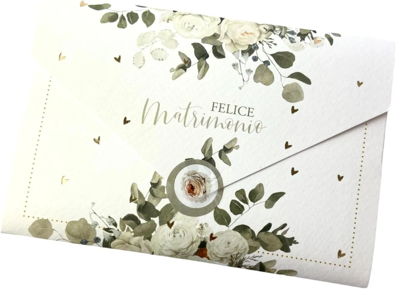 LINA OFFICINE GRAFICHE CREATIVE Wedding Greeting Card Money Holder, Inner Envelope for Bride and Groom Gift Included – with Label Close Envelope, 11 x 16 cm 96-254
