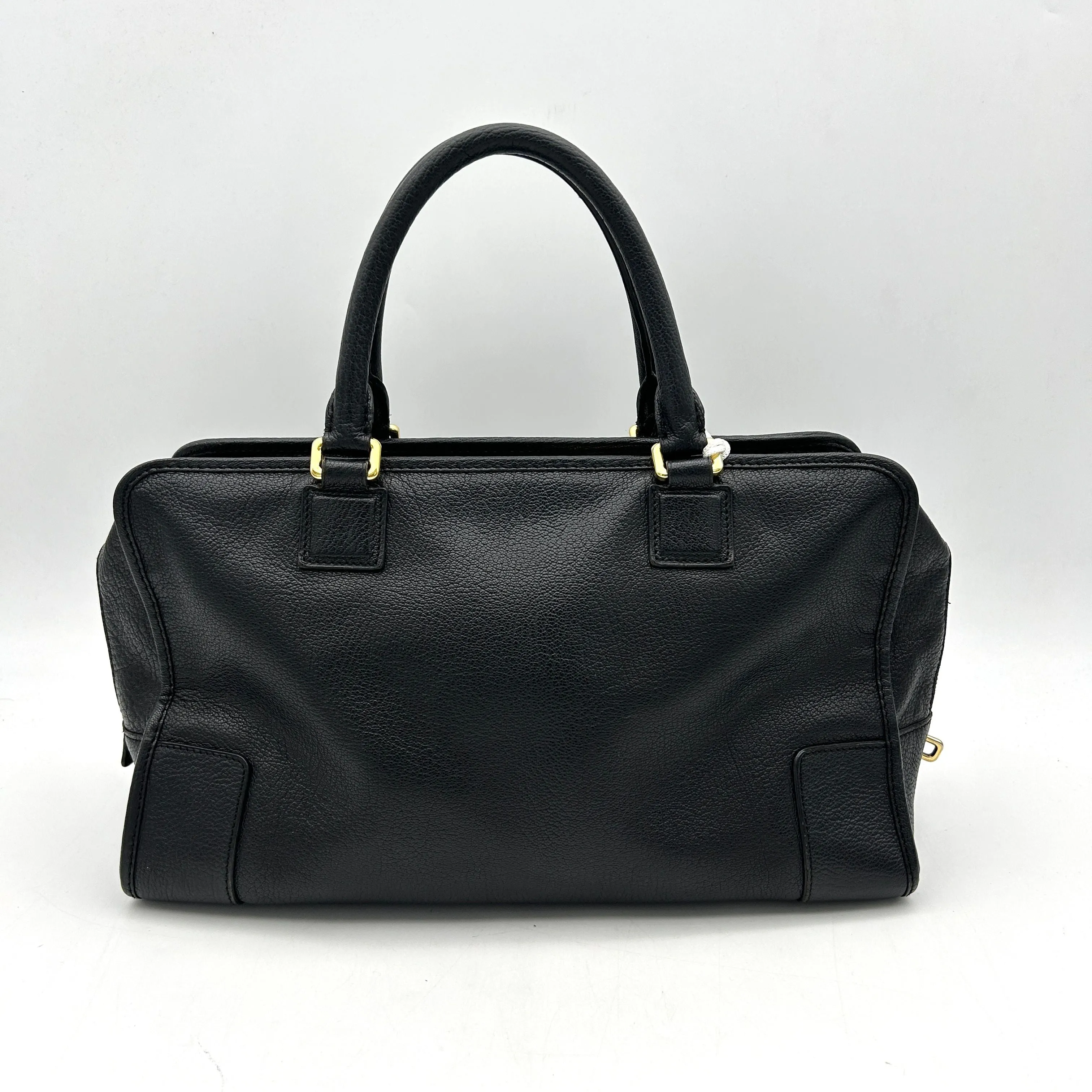 LOEWE Anagram Logo Amazona 36 Leather Genuine Handbag Mini Boston Bag Black LA3420