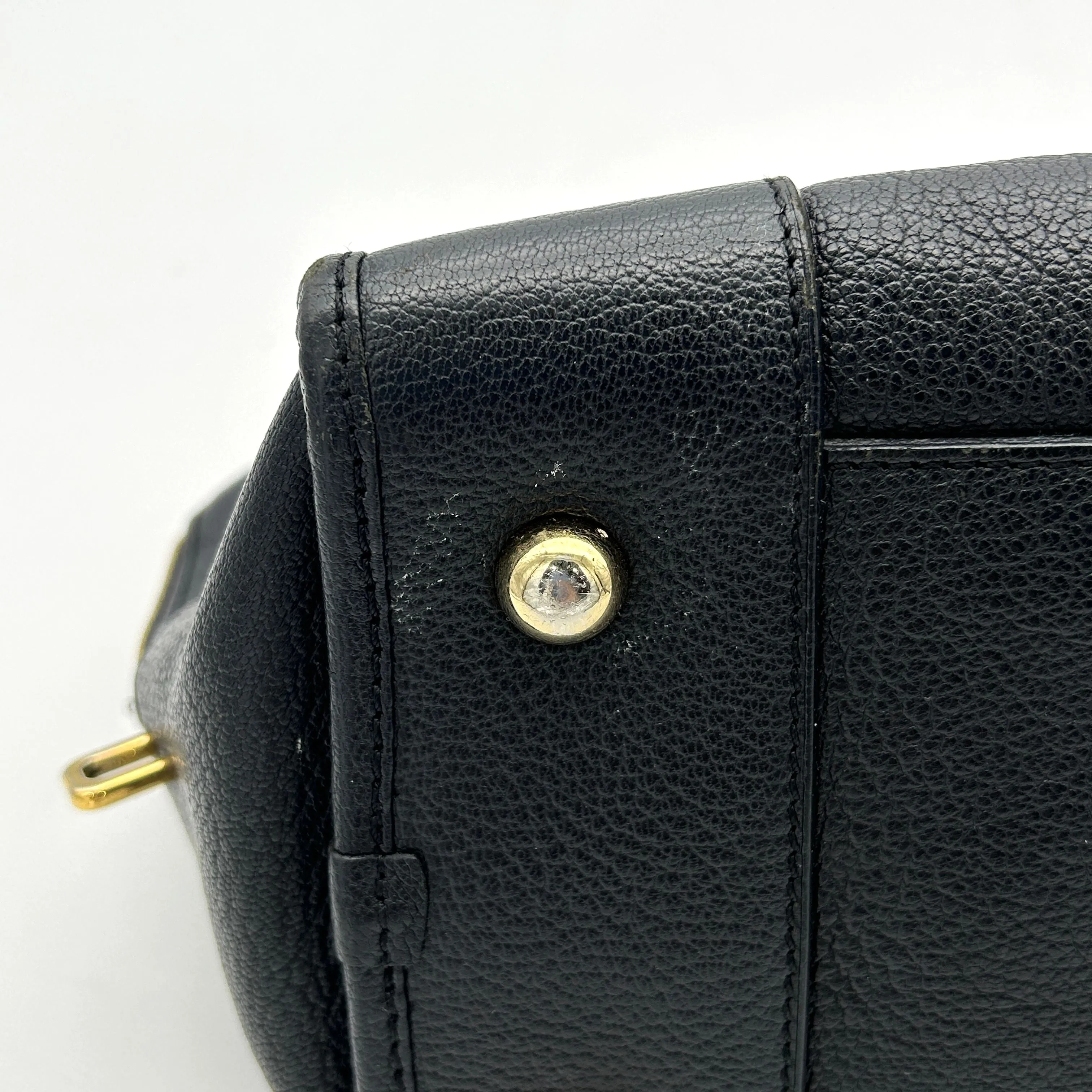 LOEWE Anagram Logo Amazona 36 Leather Genuine Handbag Mini Boston Bag Black LA3420