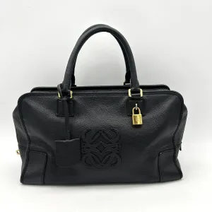 LOEWE Anagram Logo Amazona 36 Leather Genuine Handbag Mini Boston Bag Black LA3420