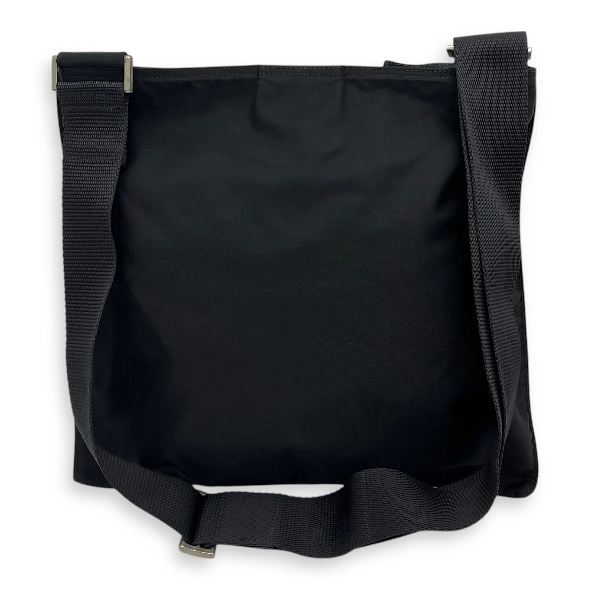 Logo Crossbody Bag Black in Nylon, Silver hardware
