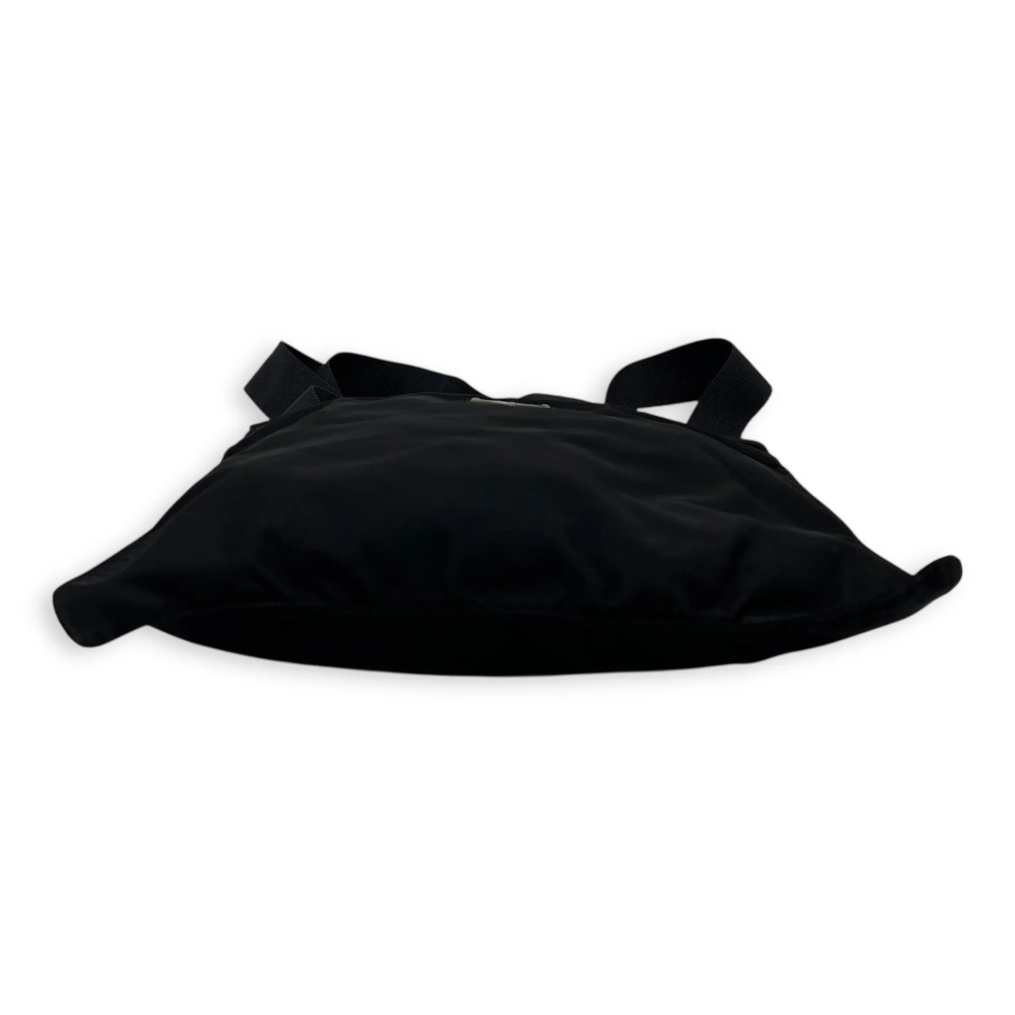 Logo Crossbody Bag Black in Nylon, Silver hardware