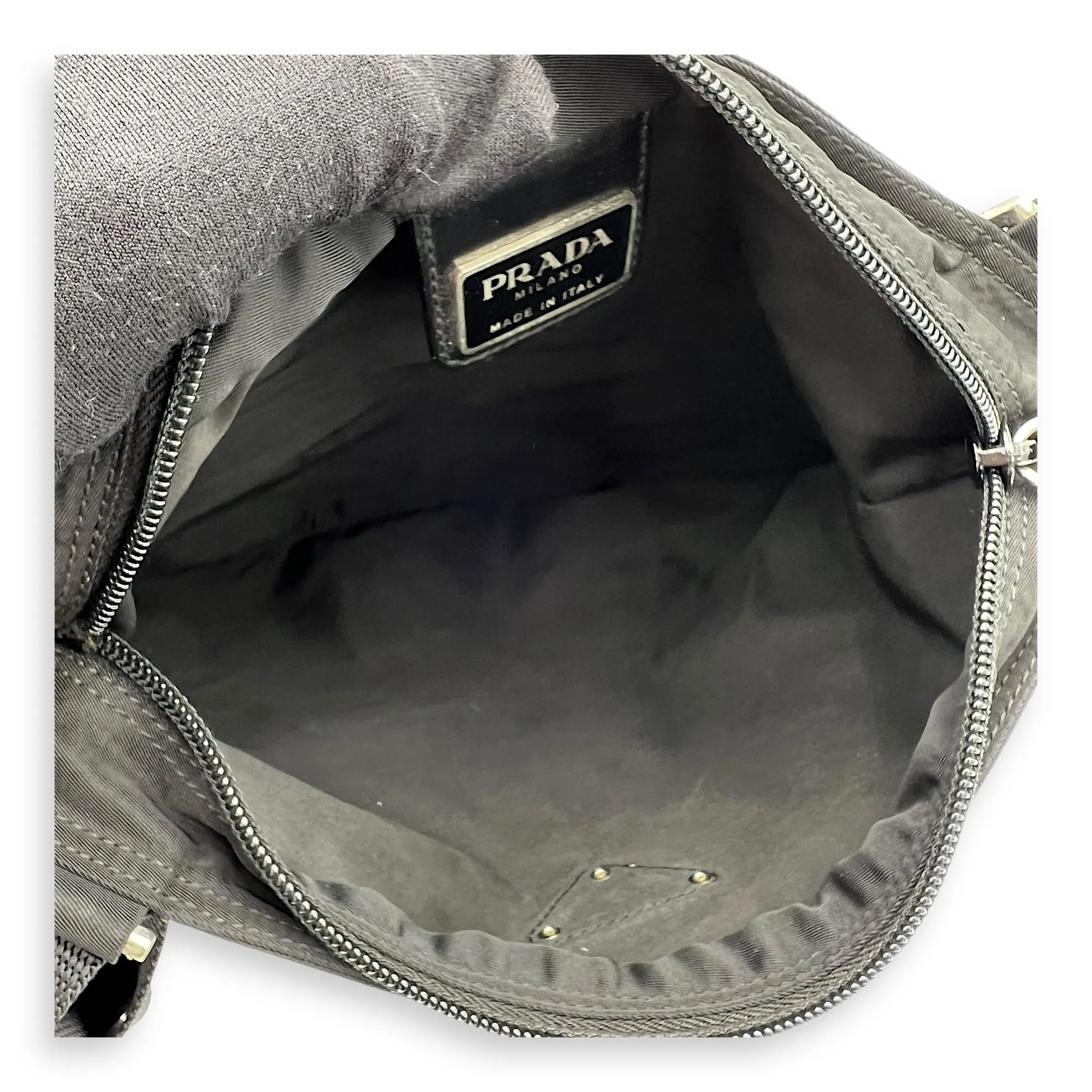 Logo Crossbody Bag Black in Nylon, Silver hardware