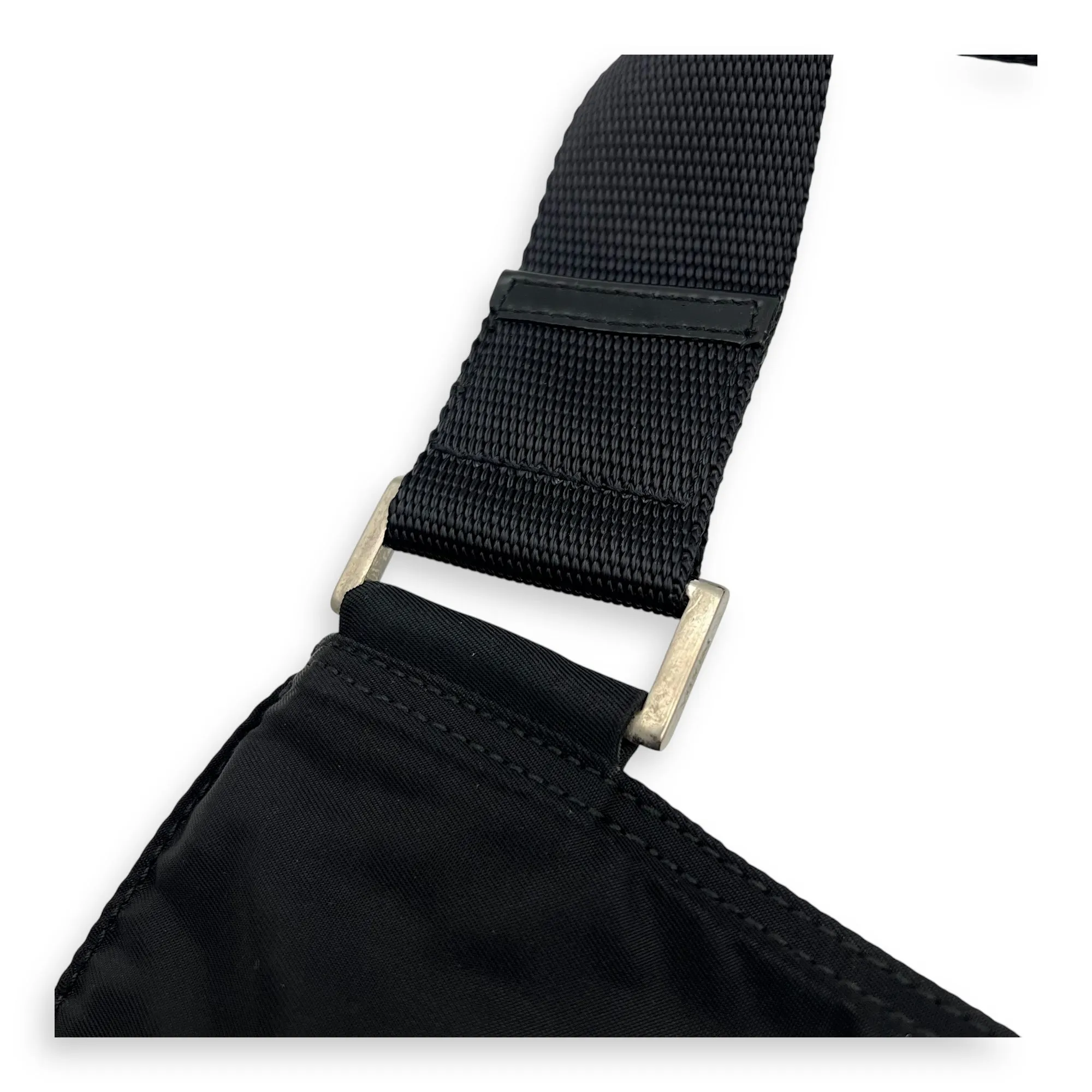 Logo Crossbody Bag Black in Nylon, Silver hardware