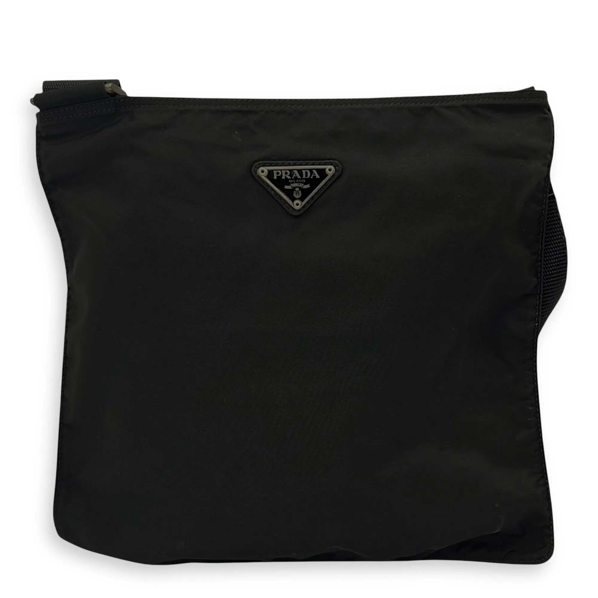 Logo Crossbody Bag Black in Nylon, Silver hardware