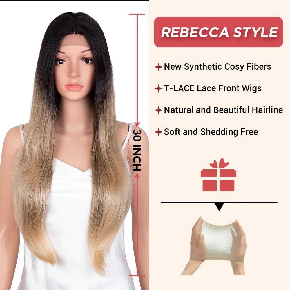 Long Straight Blonde Wigs for Women 30 Inch Synthetic Lace Front Wig for Black Women Heat Resistant Long Hair Wigs Natural Looking