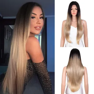 Long Straight Blonde Wigs for Women 30 Inch Synthetic Lace Front Wig for Black Women Heat Resistant Long Hair Wigs Natural Looking