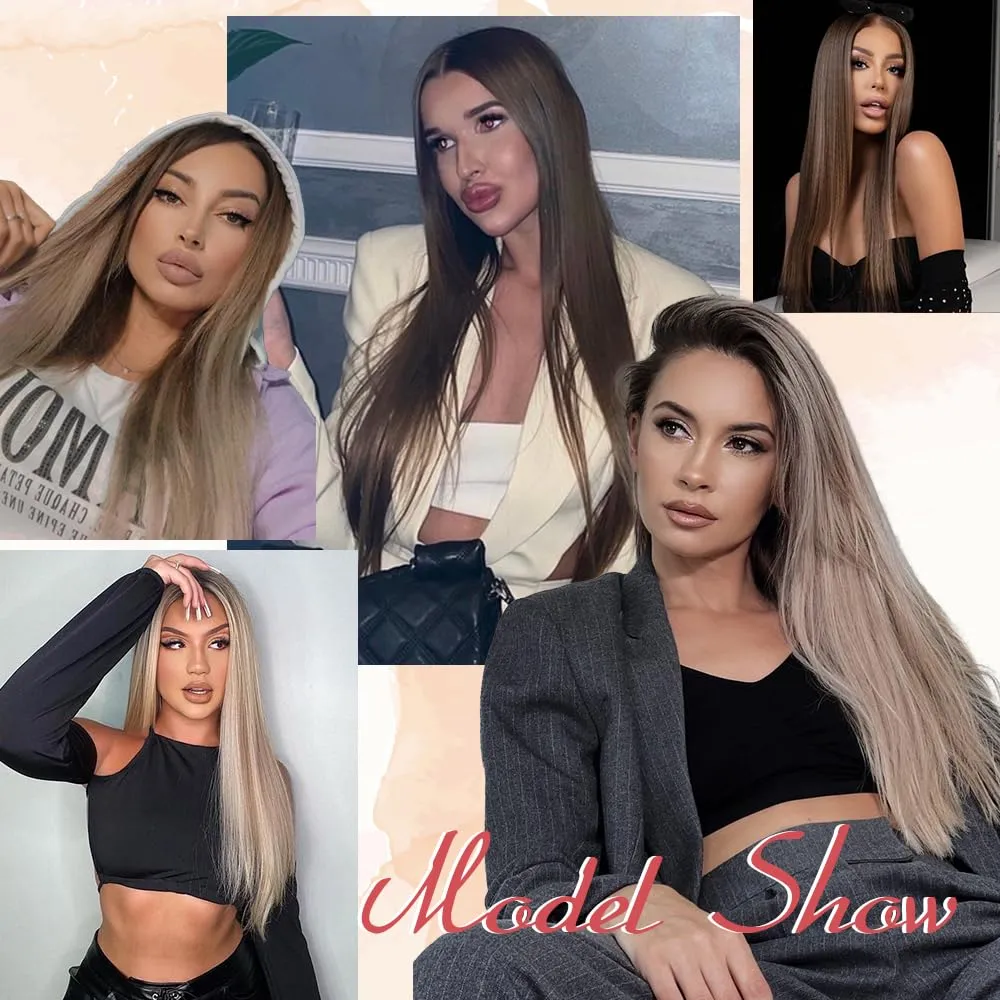 Long Straight Blonde Wigs for Women 30 Inch Synthetic Lace Front Wig for Black Women Heat Resistant Long Hair Wigs Natural Looking