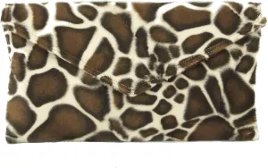 LONI Womens Neat Envelope Animal Print Faux Fur Clutch Bag/Shoulder Bag