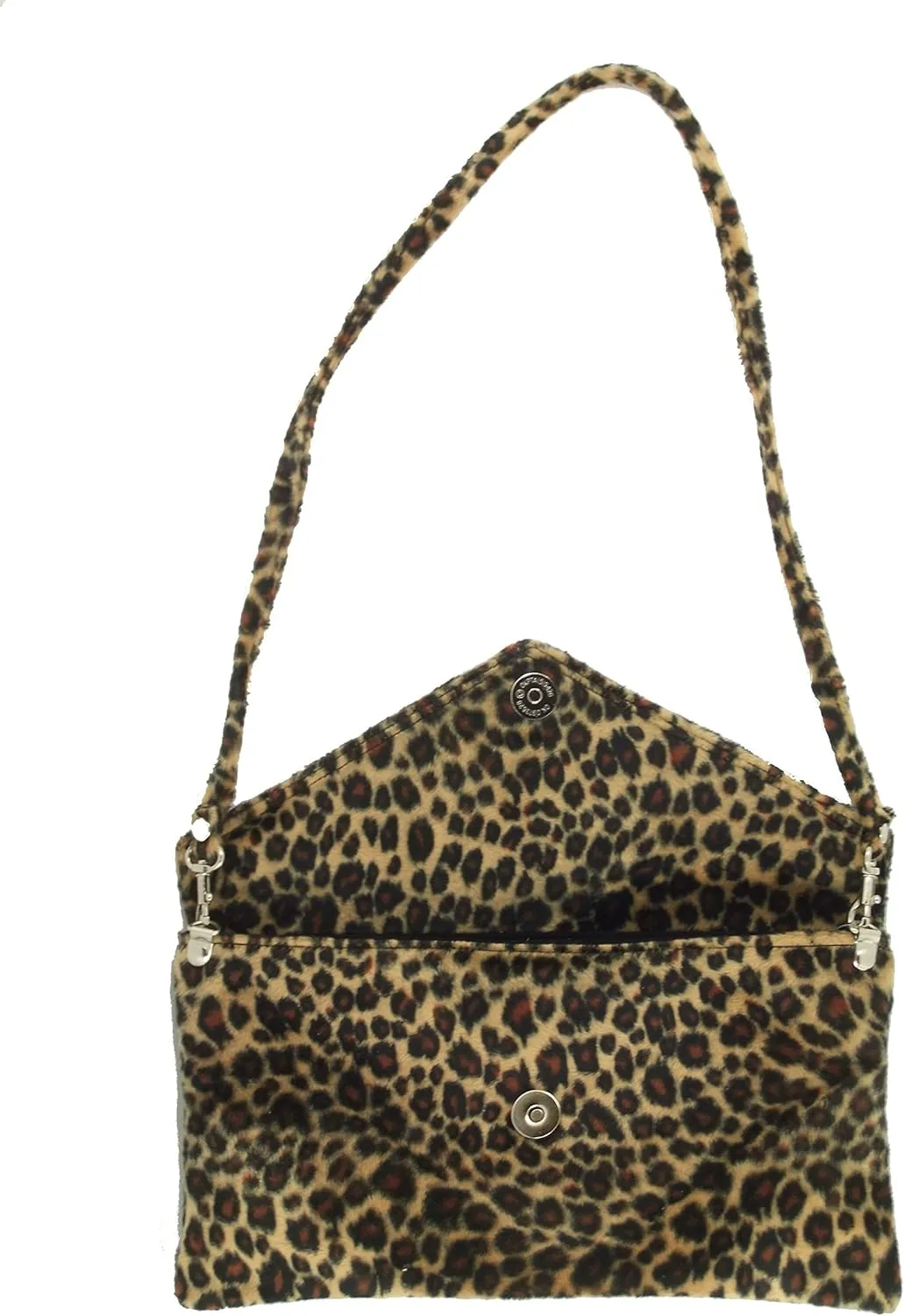 LONI Womens Neat Envelope Animal Print Faux Fur Clutch Bag/Shoulder Bag