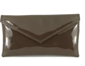 LONI Womens Neat Envelope Faux Leather Patent Clutch Bag/Shoulder Bag