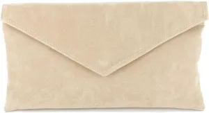 LONI Womens Neat Envelope Faux Suede Clutch Bag/Shoulder Bag